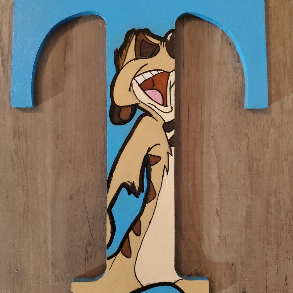 Hand painted Disney timon lion king letter art